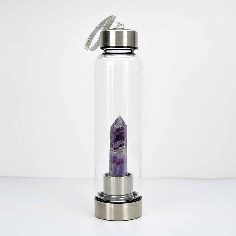 Reusable Gem Glass Water Bottle