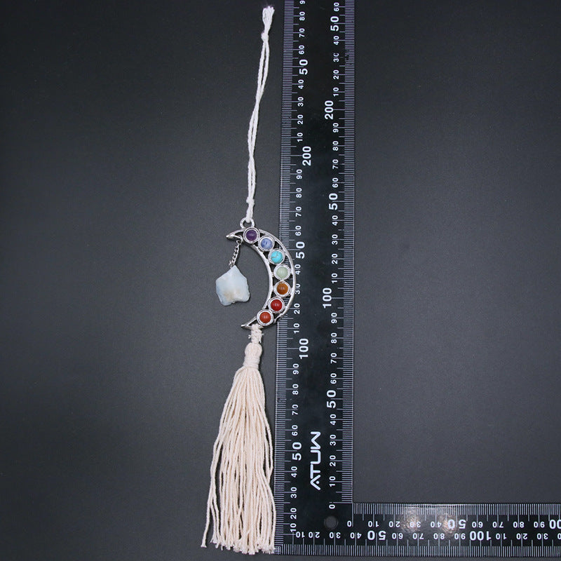 Chakra Moon Crystal Raw Hanging