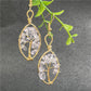 Crystal Chip Life Tree Gold Oval Earring