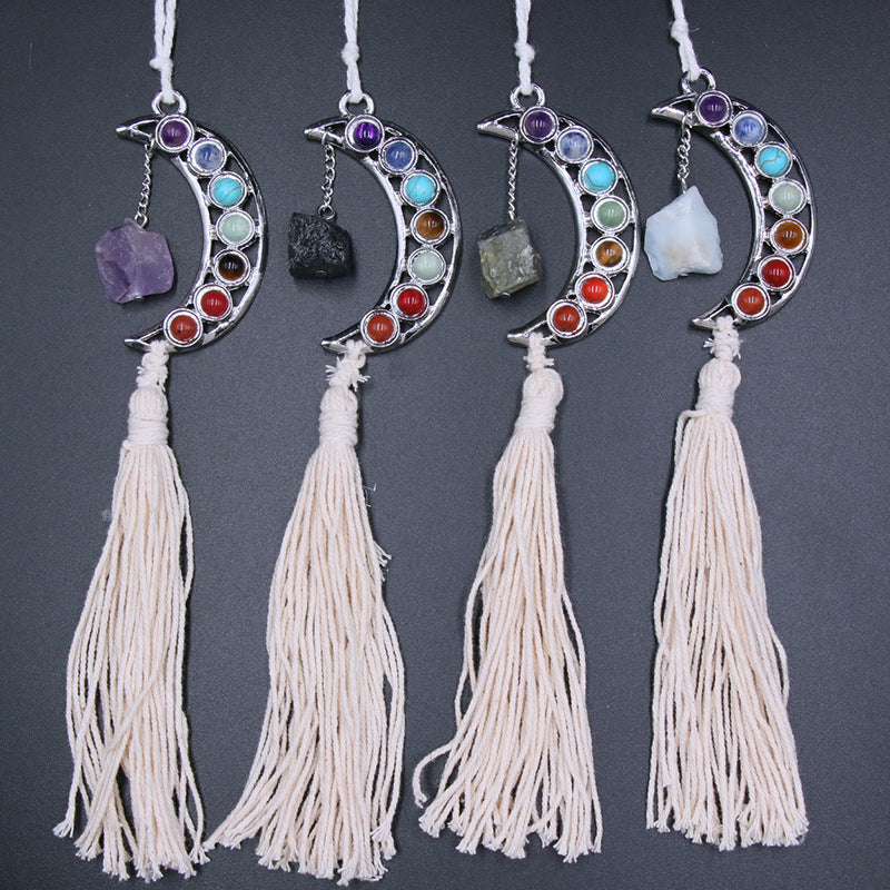 Chakra Moon Crystal Raw Hanging