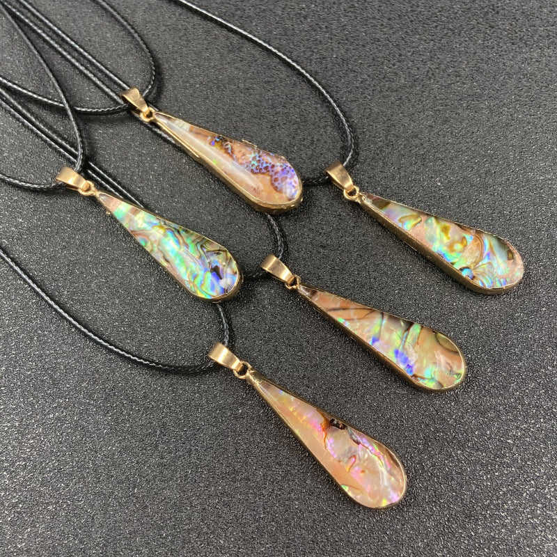 Abalone Shell Long Droplet Pendant