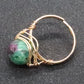 Gold Color Wire Wrap Crystal Ball Ring