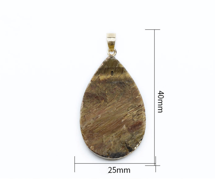 Tiger Eye Raw Tear Drop Necklace