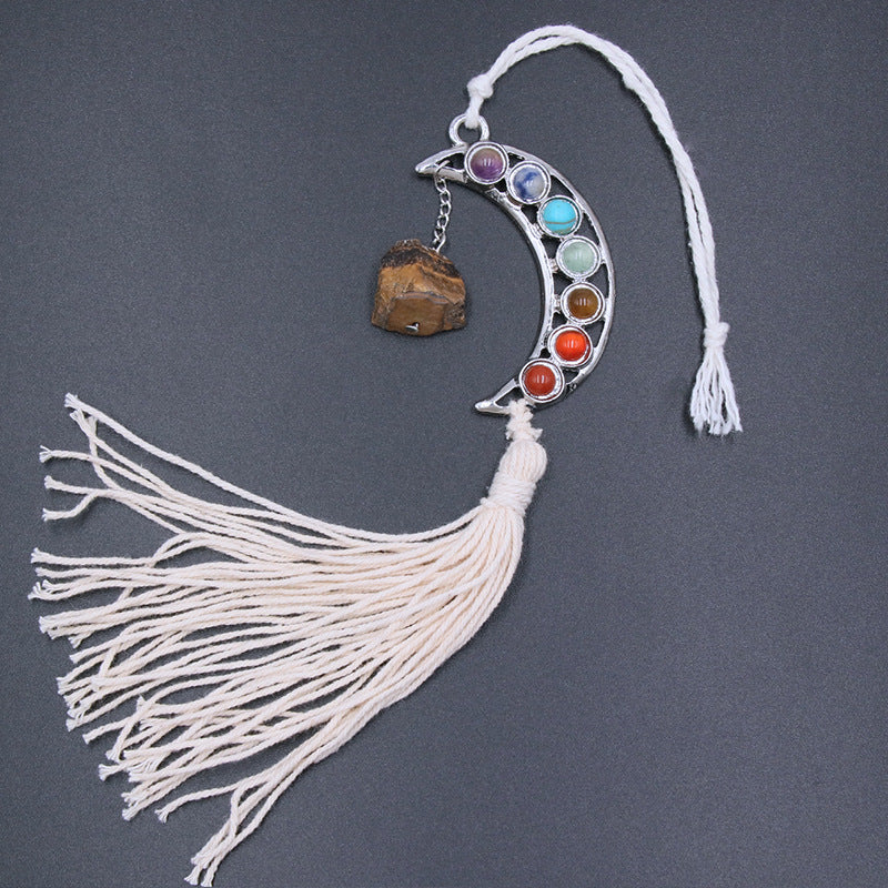 Chakra Moon Crystal Raw Hanging