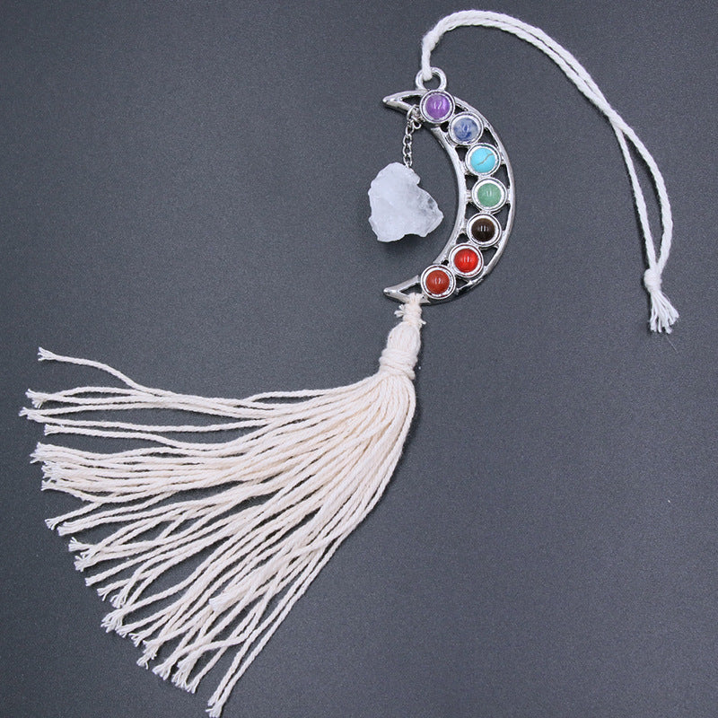 Chakra Moon Crystal Raw Hanging