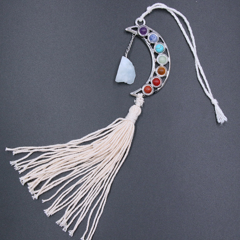 Chakra Moon Crystal Raw Hanging