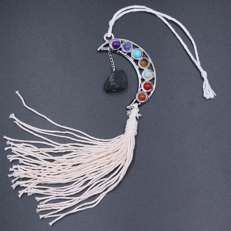 Chakra Moon Crystal Raw Hanging