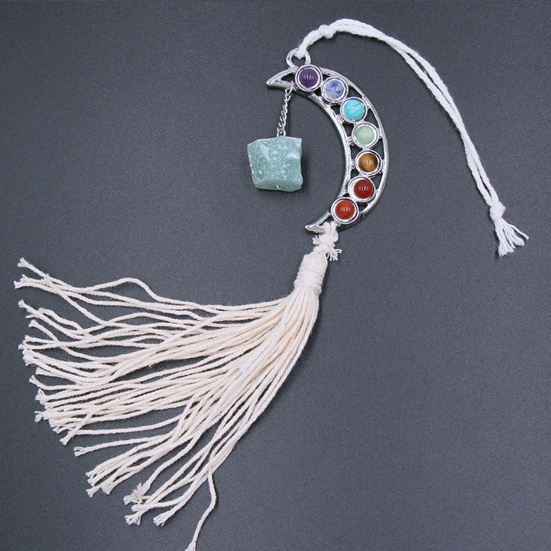 Chakra Moon Crystal Raw Hanging