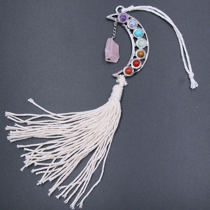 Chakra Moon Crystal Raw Hanging