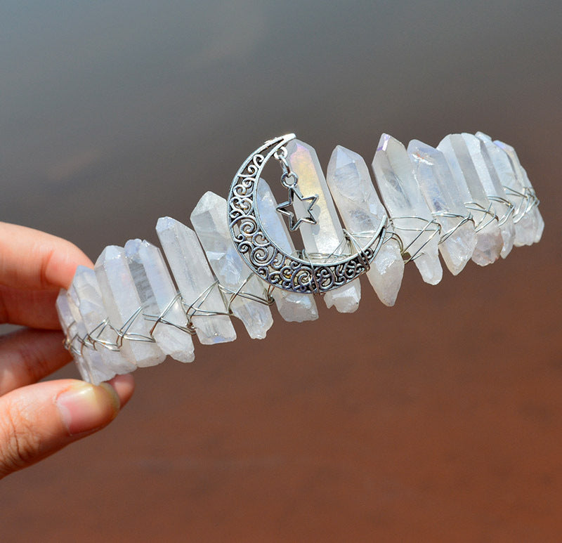 Raw Crystal Quartz Crown Headband