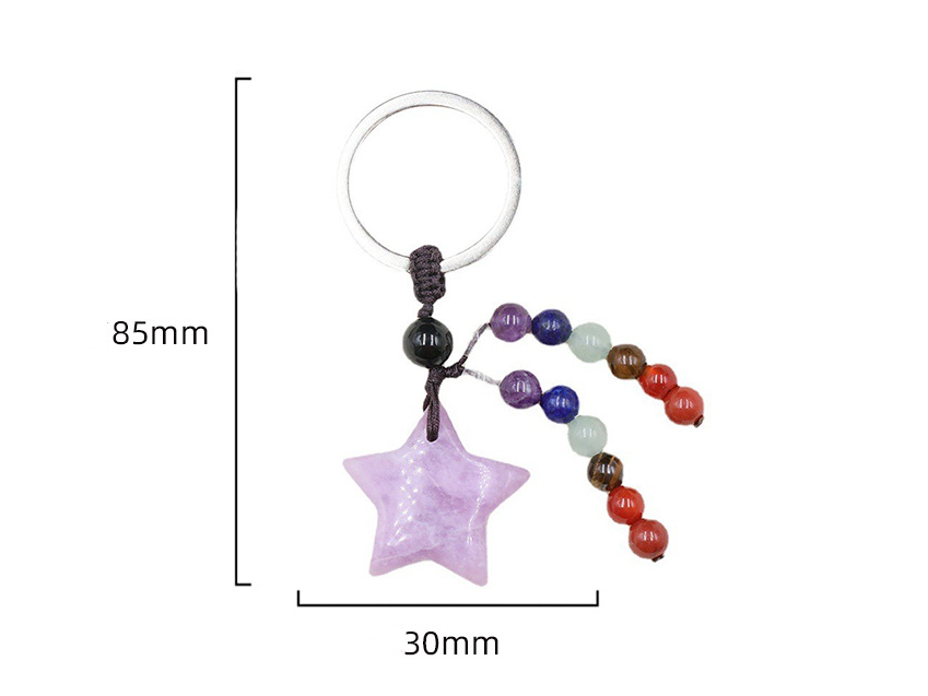 Chakra Bead&Crystal Star Keychain